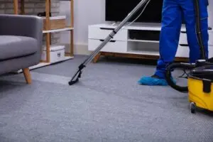 Carpet cleaning machine being used